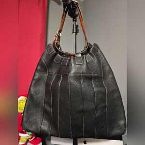 Tusk Elegant Black Leather Tote Bag